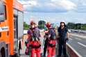 Koelner Seilbahn Gondel blieb haengen Koeln Linksrheinisch P079